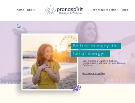 PranaSpirit Homepage web Design dietitian nutritionist