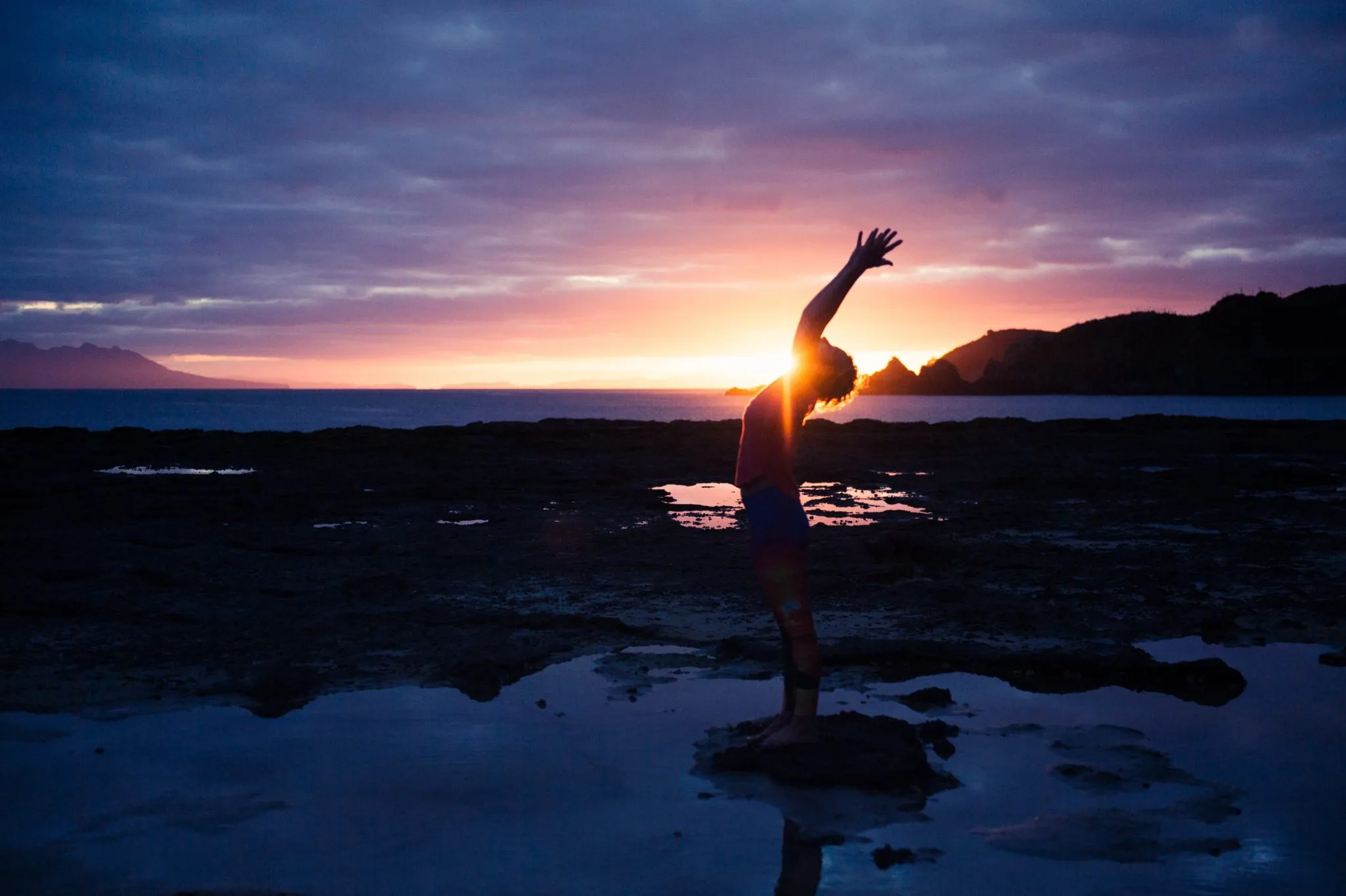 Brand Photography and Portrait Session, a sunrise photoshoot at the beach with Ingrid Yoga by lolamedia.co.nz