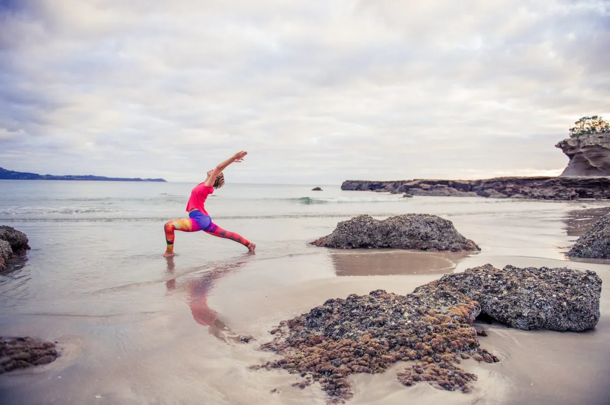 Brand Photography and Portrait Session, a sunrise photoshoot at the beach with Ingrid Yoga by lolamedia.co.nz